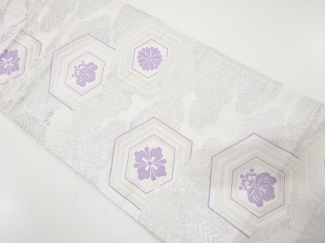 JAPANESE KIMONO / ANTIQUE FUKURO OBI / WOVEN PAULOWNIA & KIKU